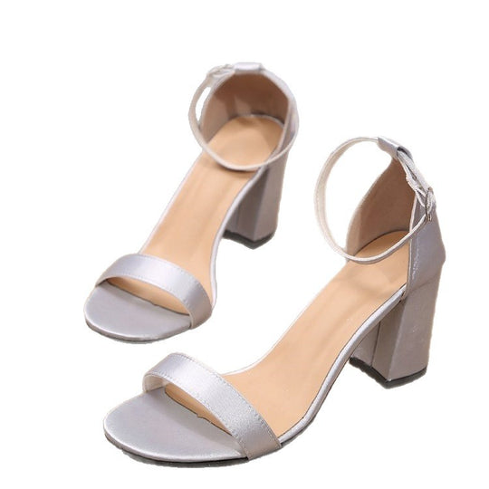 Damen Blockabsatz-Sandalen mit transparentem Riemen R&B