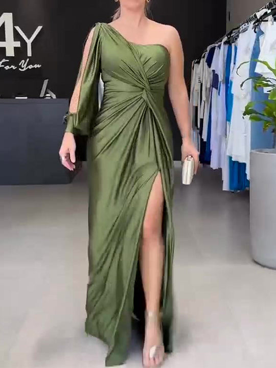 Damen Maxikleid mit asymmetrischem Design und seitlichem Schlitz R&B