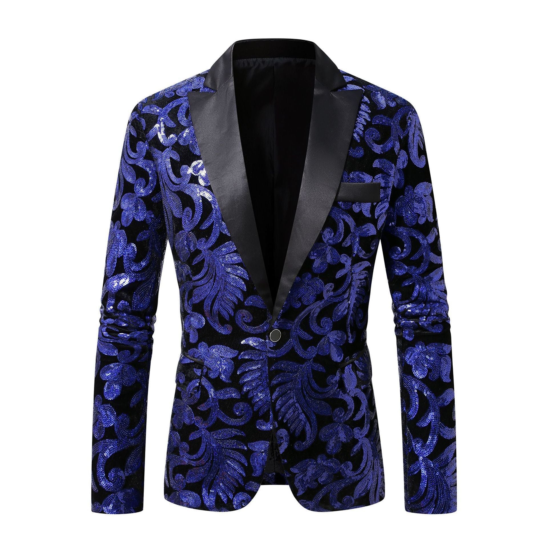Herren eleganter Pailletten-Blazer im luxuriösen floralem Design R&B