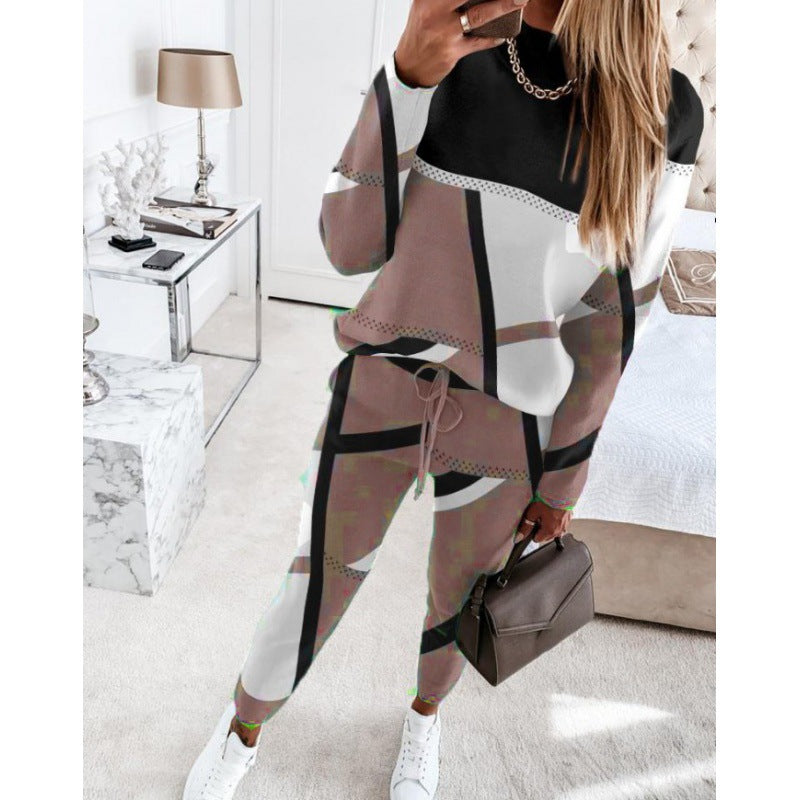 Damen trendy Sweatanzug mit grafischem Muster R&B