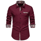 Herren klassisches Langarmhemd mit modernem Paisley-Muster R&B