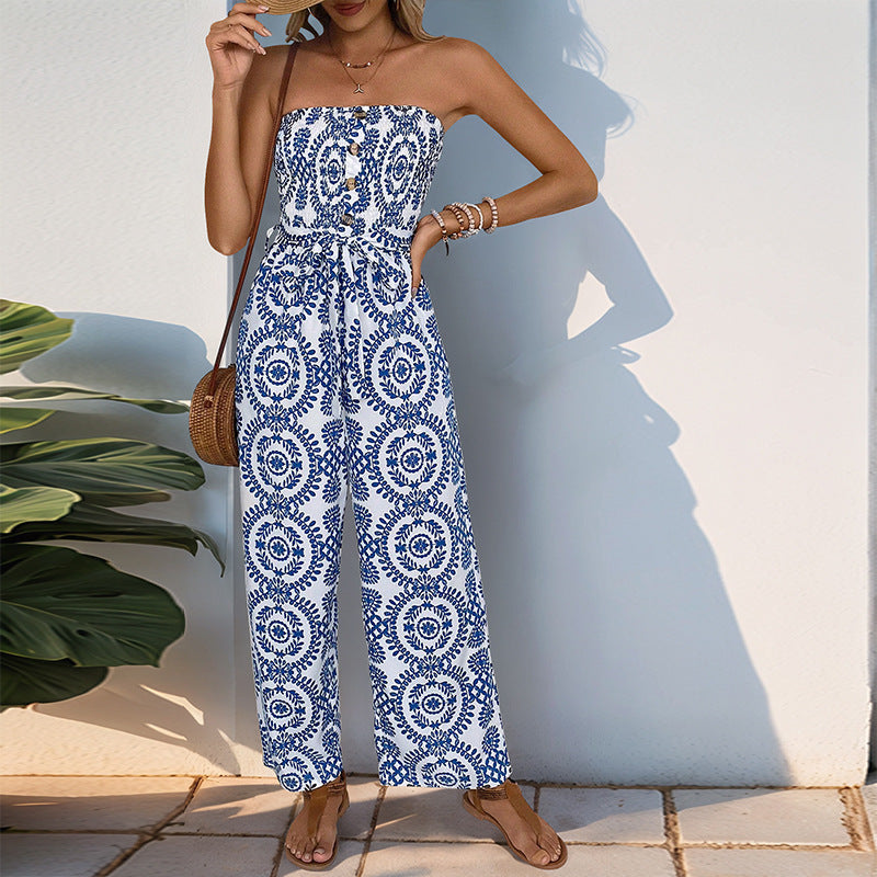 Damen Jumpsuit mit trendigem bandeau Design und praktischen Taschen R&B