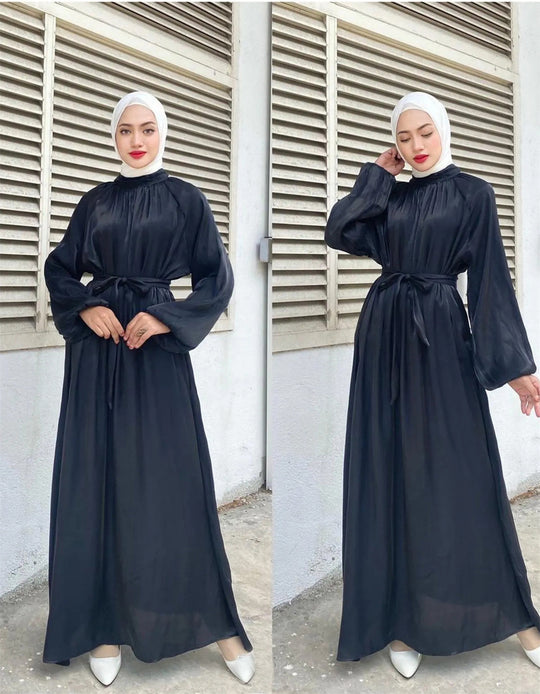 Damen Elegantes Langarmkleid mit Taillengürtel R&B