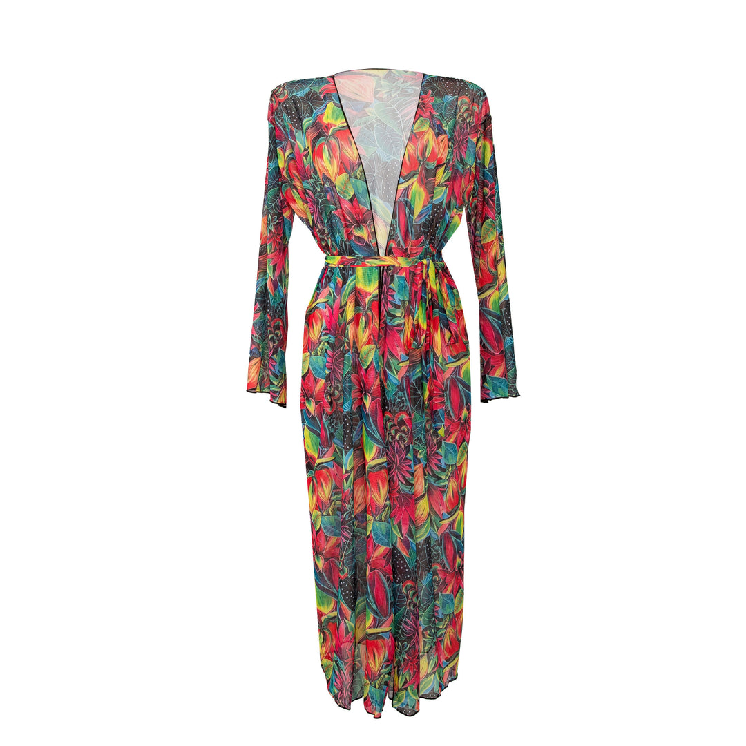 Damen eleganter Strandkimono mit floralem Muster R&B