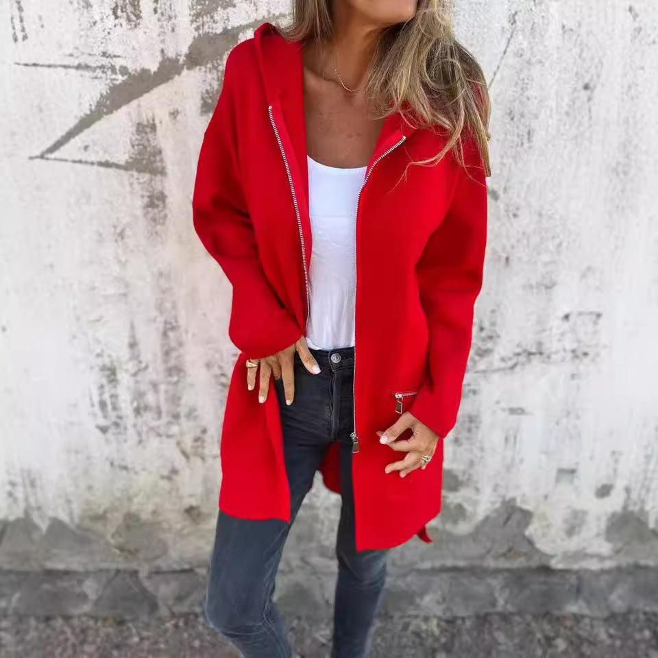 Damen Elegante Strickjacke mit Reißverschluss und Taschen R&B