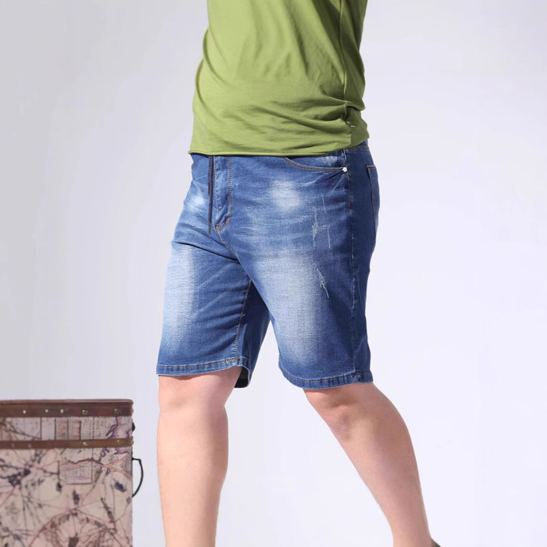 Herren Denim-Shorts mit elastischem Bund und lässigem Schnitt R&B