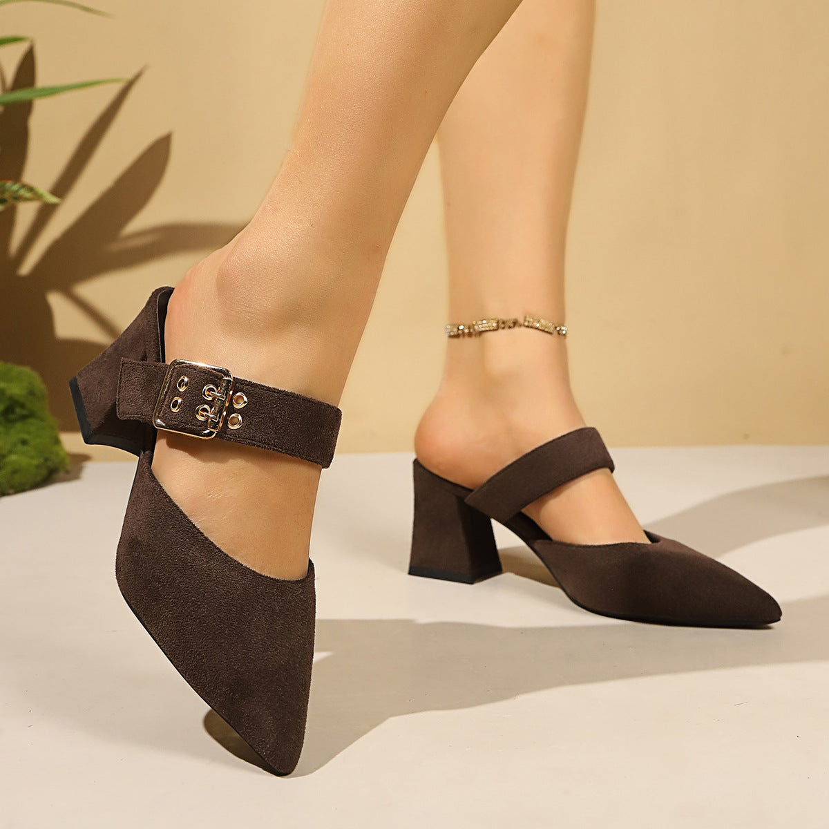 Damen elegante Slipper mit modischem Blockabsatz R&B