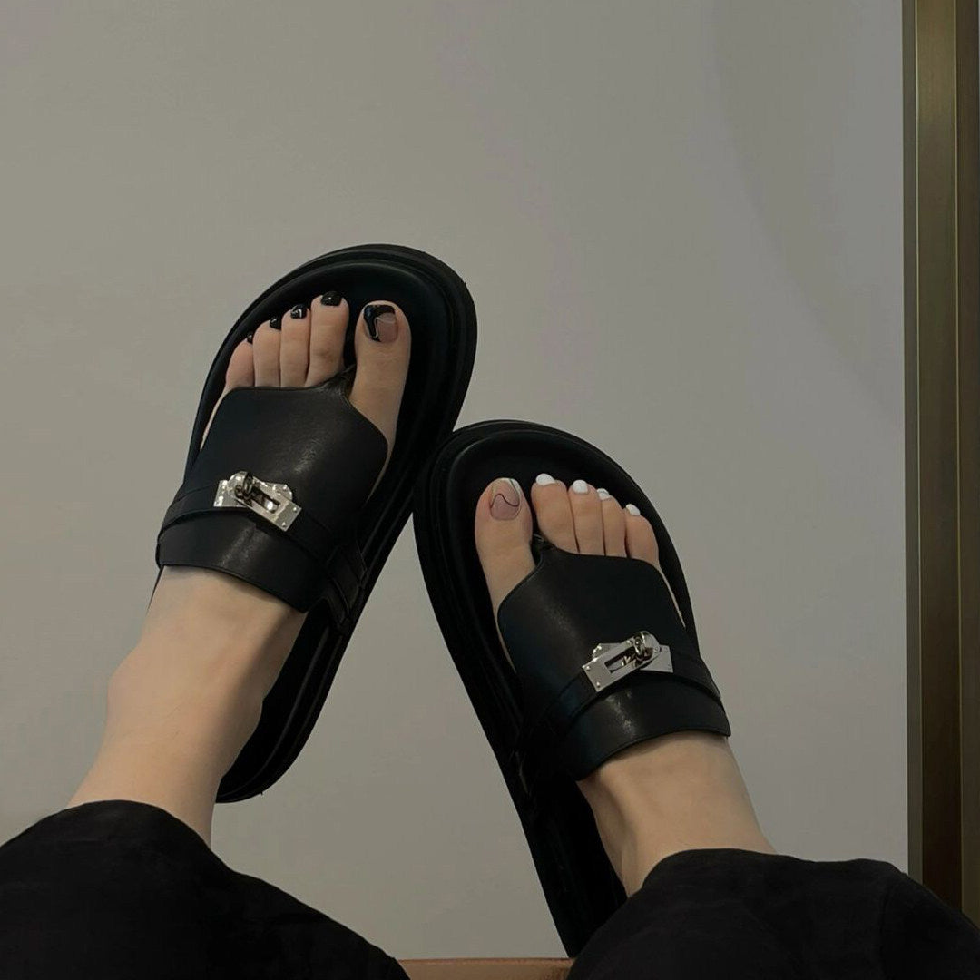 Damen Zehentrenner-Sandalen mit edlem Riemen und rutschfester Sohle R&B