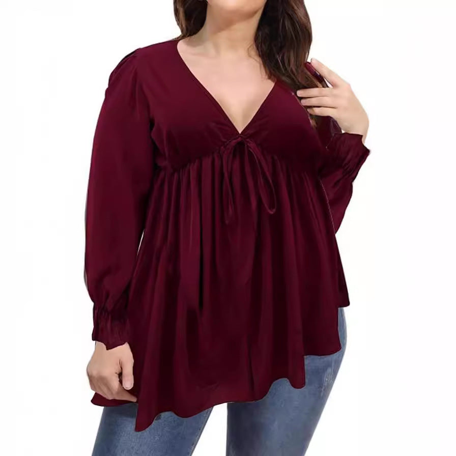Damen Bluse mit eleganten Rüschendetails und modischem Print R&B