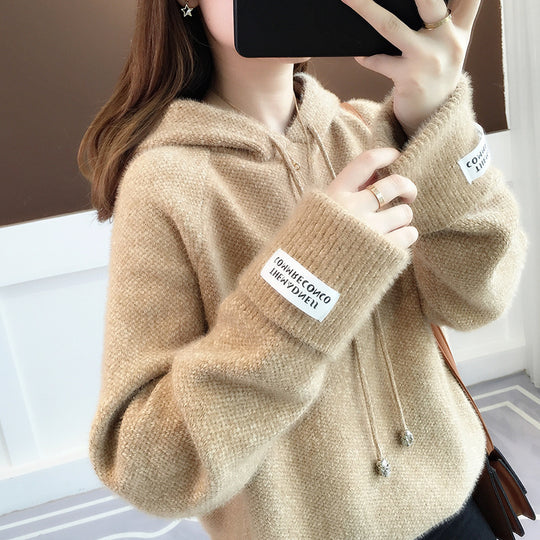 Damen Kuscheliger Hoodie mit Kordelzug und hohem Kragen R&B