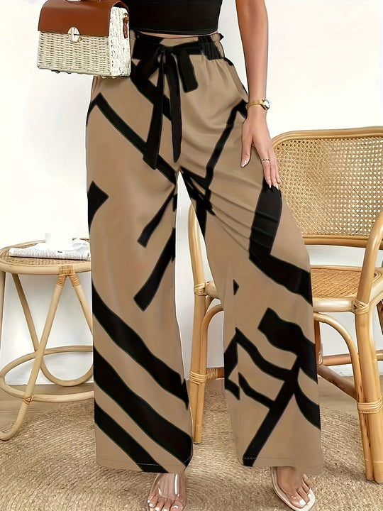 Damen Weite Palazzo-Hose mit modernem Grafikdruck und elastischem Bund R&B