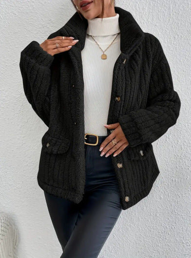 Damen Kuschelige Fleecejacke mit aufgesetzten Taschen R&B