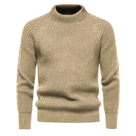 Herren kuscheliger Strickpullover mit hohem Kragen und Raglanmuster R&B