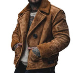 Herren lässige Wildlederjacke mit weichem Innenfutter
