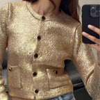 Damen Elegante Strickjacke mit luxuriösem Glitzer und praktischen Taschen R&B