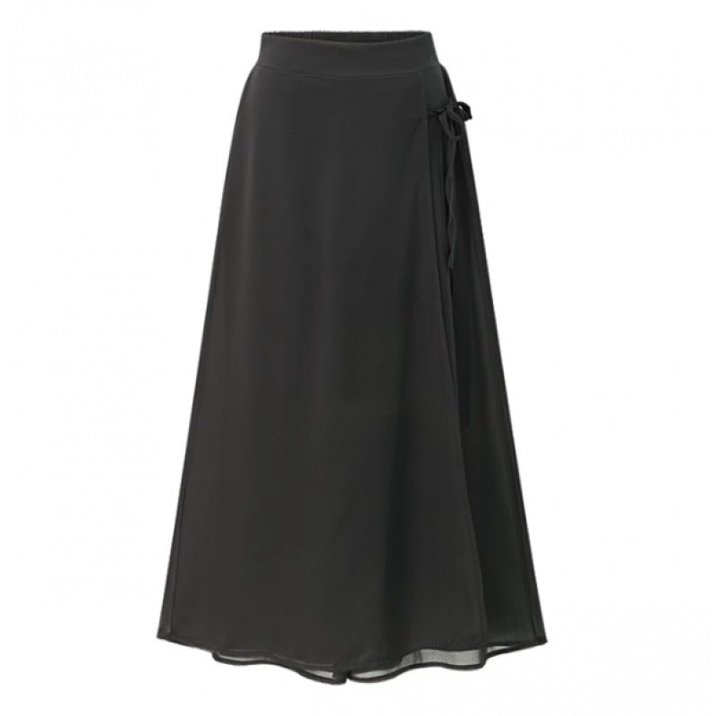 Damen Langer Wickelrock aus fließendem Chiffon R&B
