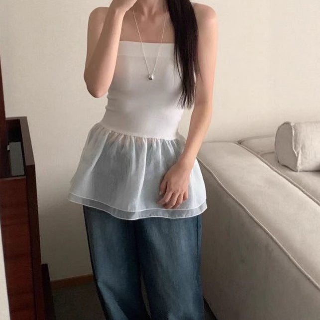 Damen Trägerloses Oberteil mit elegantem Schößchen R&B