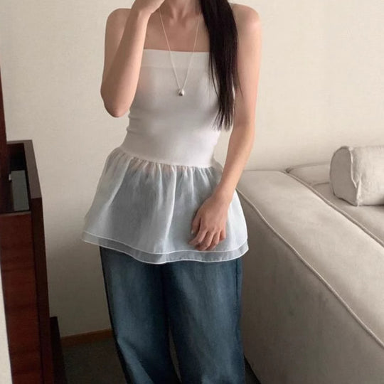 Damen Trägerloses Oberteil mit elegantem Schößchen R&B