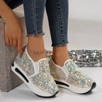Damen Slip-On Sneakers mit floralem und atmungsaktivem Obermaterial R&B