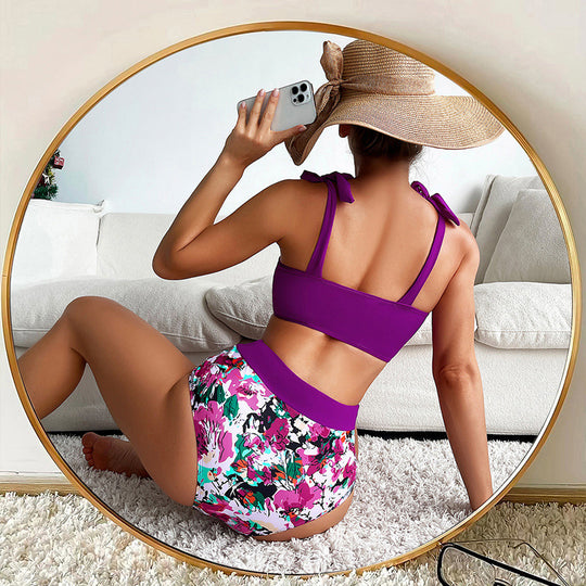 Damen Hochtaillierter Bikini mit elegantem Bustier und raffinierten Schnitt R&B