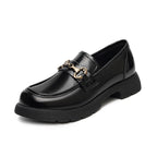 Damen Elegante Loafers mit robustem Blockabsatz und modischem Kettendetail