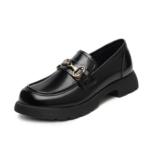 Damen Elegante Loafers mit robustem Blockabsatz und modischem Kettendetail R&B