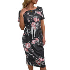Damen Freizeitkleid mit floralem Design und praktischen Taschen R&B