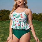 Damen Tankini-Set mit floralem Rüschendesign und figurumspielendem Schnitt R&B