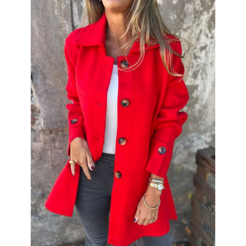 Damen elegante Übergangsjacke mit schickem Kragen und dekorativen Knopfdetails R&B