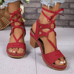 Damen komfortable Schnürsandalen mit verstellbarem Riemendesign R&B