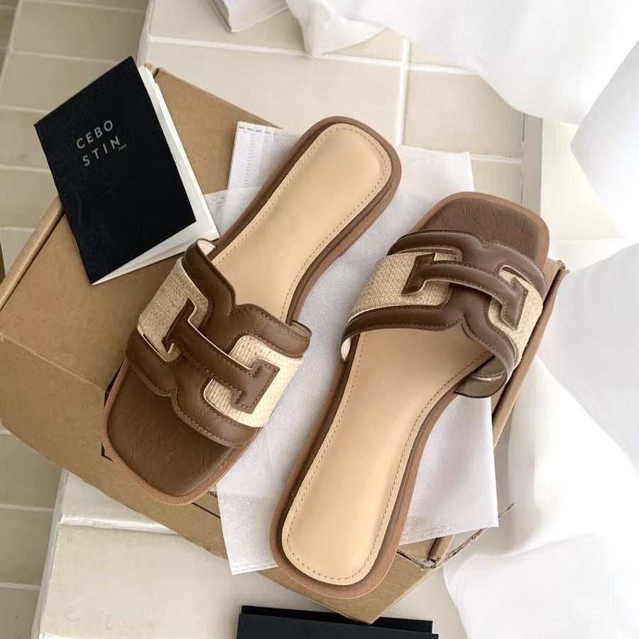 Damen modische Slipper mit elegantem Riemendesign und gepolstertem Fußbett R&B