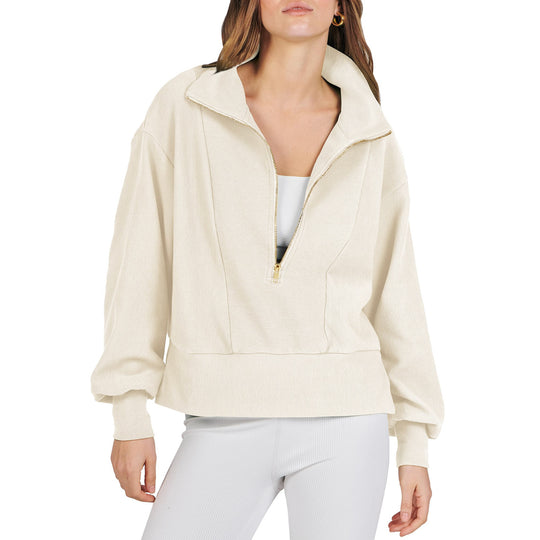 Damen sportlicher Pullover mit hohem Kragen und Reißverschluss R&B