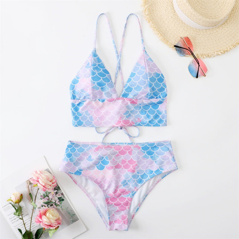 Damen Bikini-Set mit verstellbaren Trägern und modischem Schuppendesign R&B