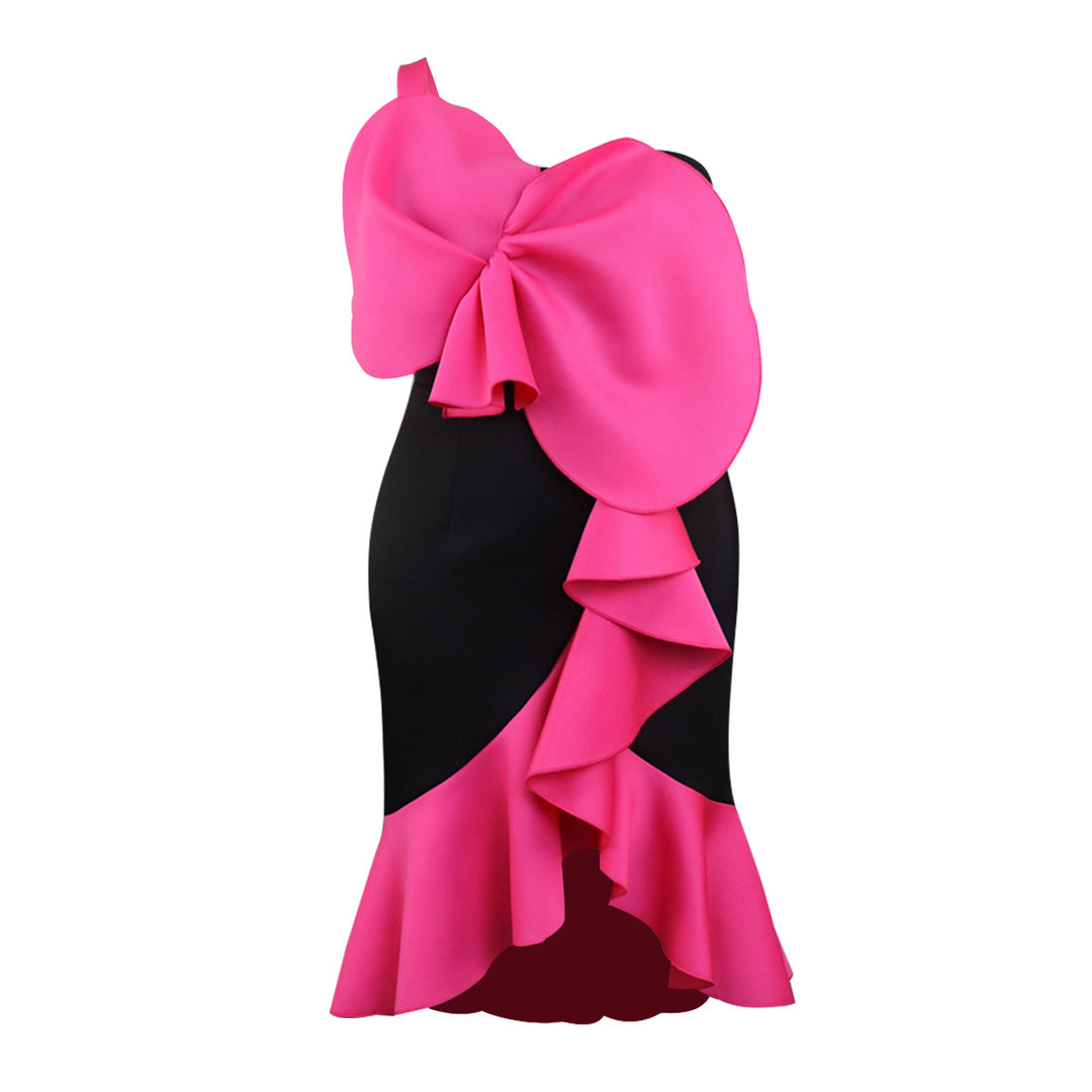 Damen Elegantes Cocktailkleid mit statementvollem Rüschen-Design und Übergröße R&B