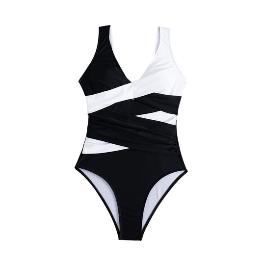 Damen Einteiliger Badeanzug mit raffiniertem Wickeldesign R&B