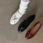Damen Ballerinas mit modischem Schleifendesign und dekorativem Perlenbesatz R&B