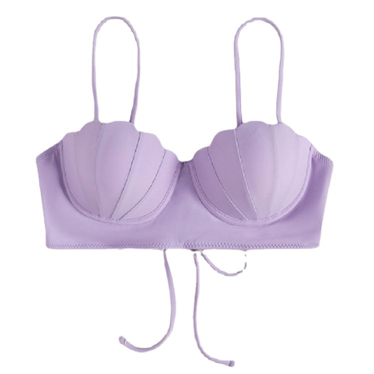 Damen Cropped Bikini-Oberteil mit Muschel-Design