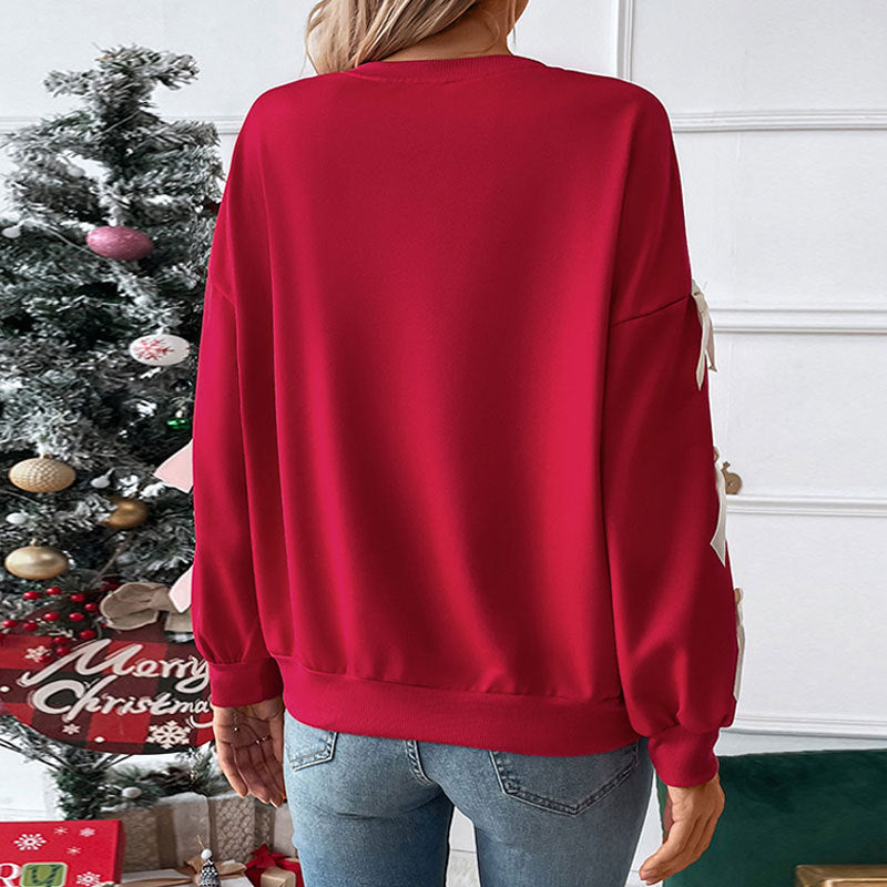 Damen Sweatshirt mit Rüschen und Schleifen R&B