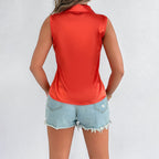 Damen Elegante Satin-Bluse mit Kragen R&B