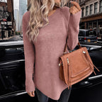 Damen lässiger Pullover mit seitlichen BindR&Bändern R&B