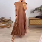 Damen Maxikleid mit plissierten Details und seitlichen Eingrifftaschen R&B