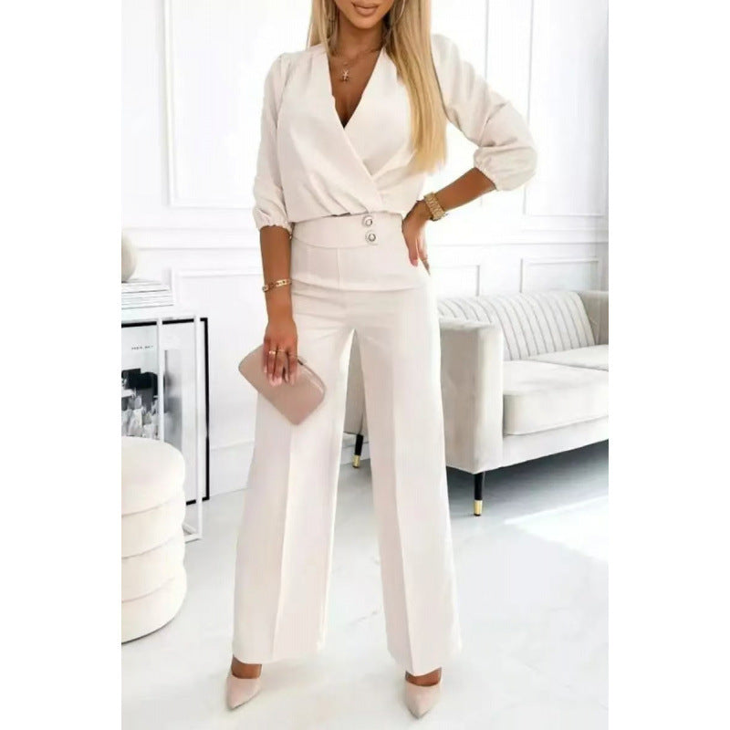 Damen elegantes Jumpsuit mit weiten Beinen R&B