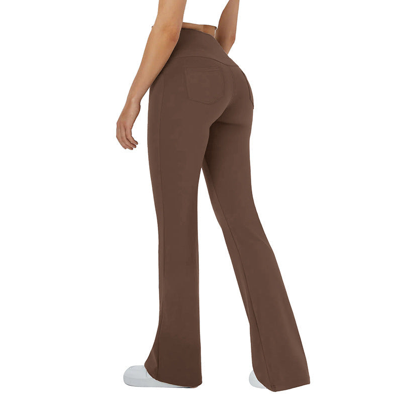 Damen bequeme Sportleggins mit hohem Bund und praktischen Taschen R&B