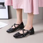 Damen Elegante Flachschuhe mit schimmerndem Obermaterial und verstellbaren Riemen R&B