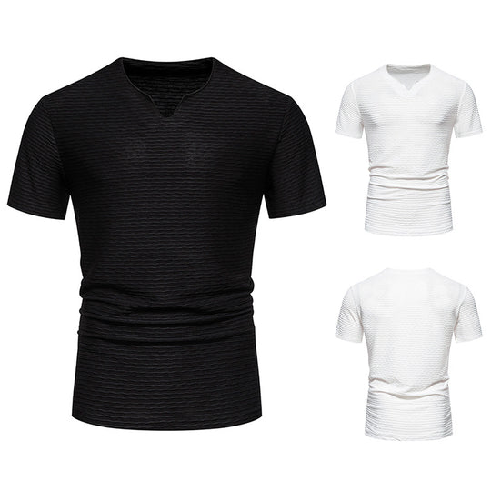 Herren Kurzarm T-Shirt mit strukturiertem Wellenmuster R&B