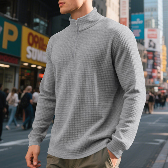 Herren bequemer Fleece-Hoodie mit hohem Kragen und praktischem Reißverschluss R&B
