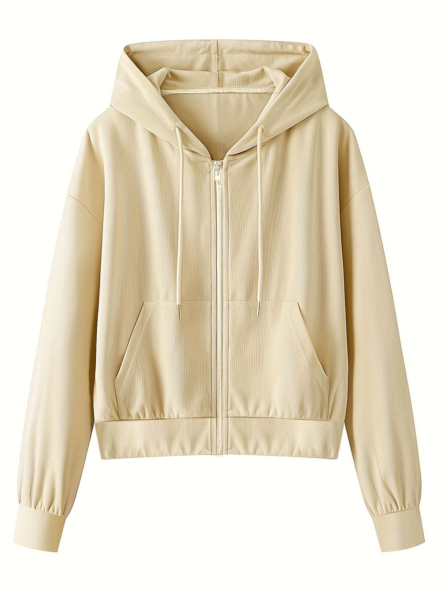 Damen sportlicher Kapuzenpullover mit Reißverschluss und elastischem Saum R&B