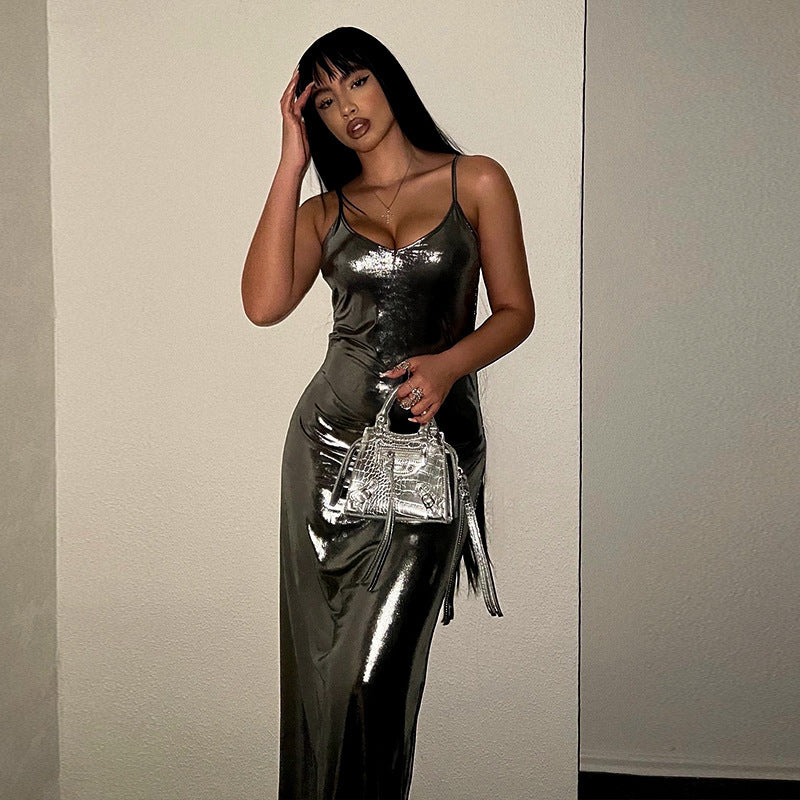 Damen figurbetontes Strickkleid mit tiefem V-Ausschnitt und langen Ärmeln R&B