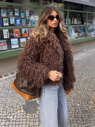 Damen Kuschelige Fleecejacke mit großzügigem Kragen und weichem Innenfutter R&B