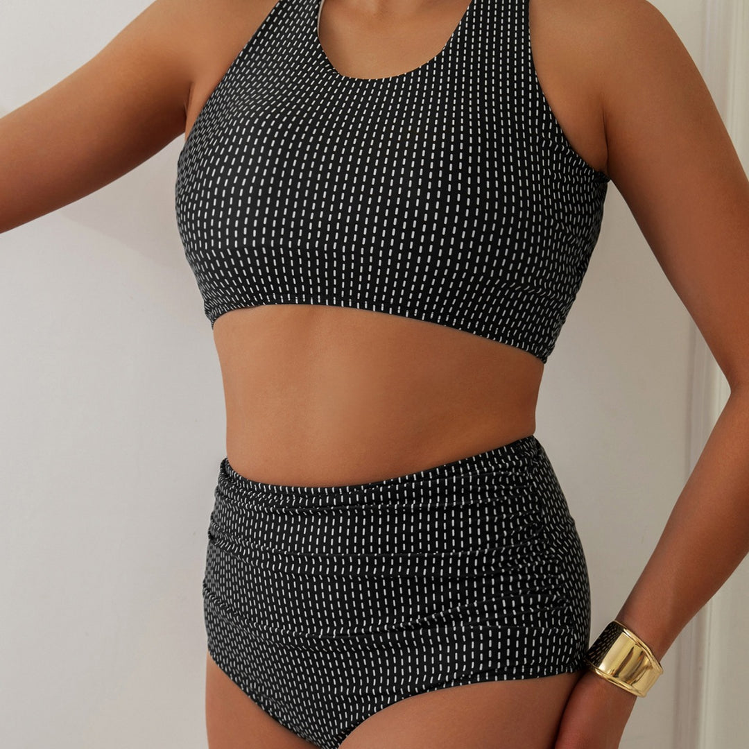 Damen Bikiniset mit hoch geschnittenen Unterteilen und Raffung R&B